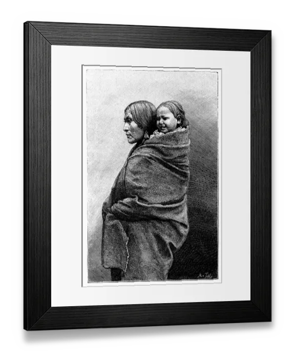 Framed Print : Antique illustration of native American woman