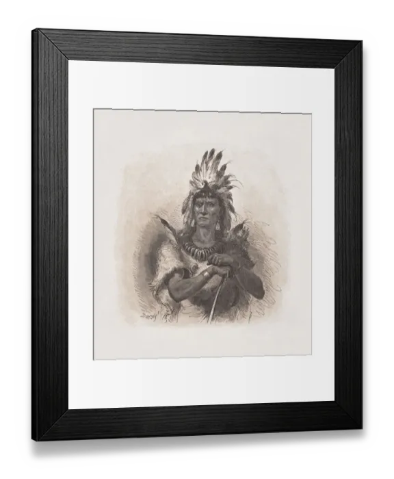 Framed Print : Native American chief, wood engraving, published in 1876 Framed Print : Native American chief, wood engraving, published in 1876