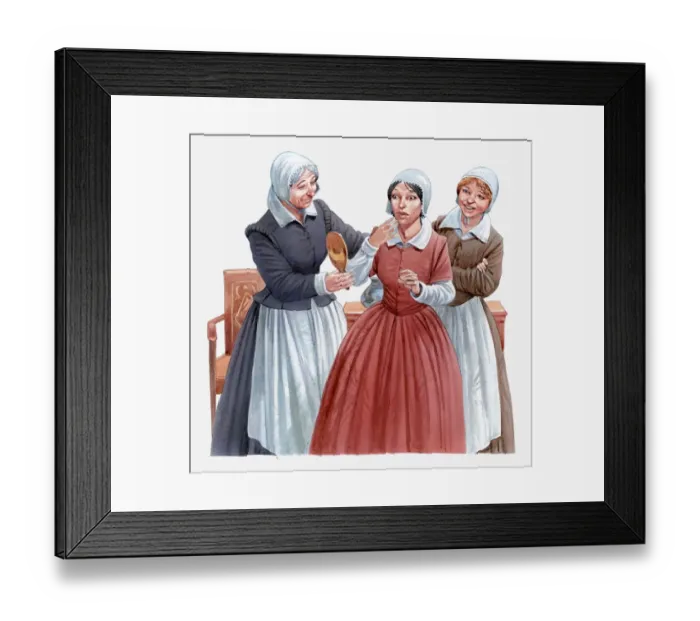 Framed Print : Illustration of Pocahontas dressed in English dress and cap