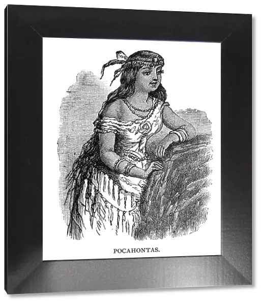 woodcut of Pocahontas