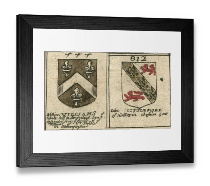 Framed Print : Coat of arms copperplate 17th century Williams and Littlemore Framed Print : Coat of arms copperplate 17th century Williams and Littlemore