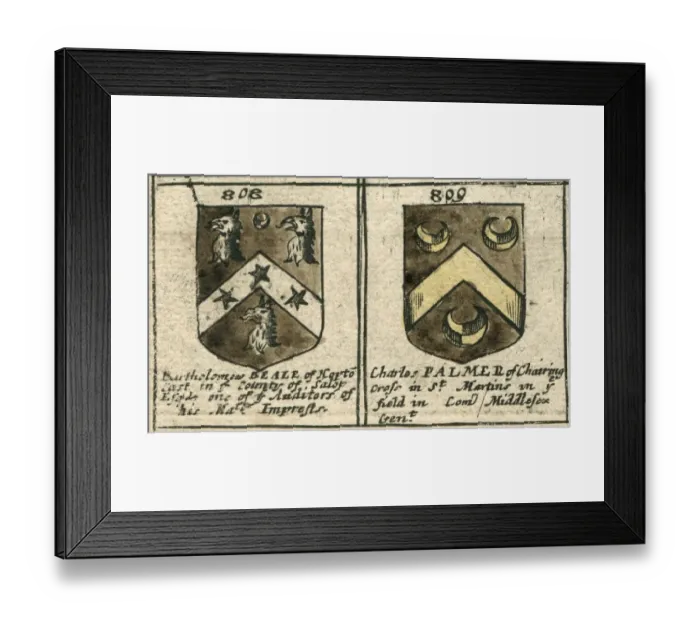 Framed Print : Coat of arms copperplate 17th century Beale and Palmer Framed Print : Coat of arms copperplate 17th century Beale and Palmer
