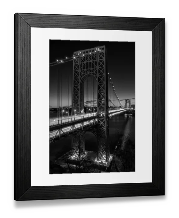 Framed Print : George Washington Bridge At Night B&W Framed Print : George Washington Bridge At Night B&W