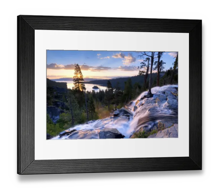 Framed Print : A beautiful sunrise at Eagle Falls at Emerald Bay in Lake Tahoe, California Framed Print : A beautiful sunrise at Eagle Falls at Emerald Bay in Lake Tahoe, California