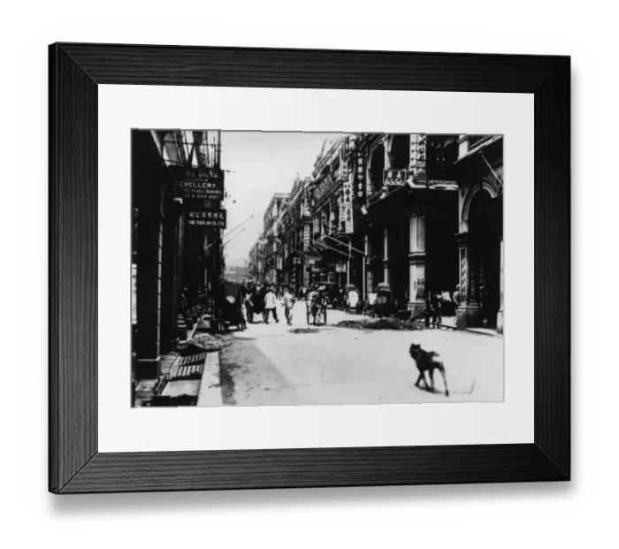 Framed Print : Hong Kong. circa 1890: Rickshaws in Hollywood Road, Hong Kong Framed Print : Hong Kong. circa 1890: Rickshaws in Hollywood Road, Hong Kong