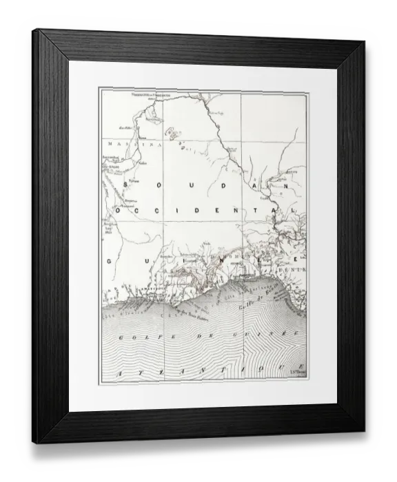 Framed Print : Antique French map of French African colonies Framed Print : Antique French map of French African colonies
