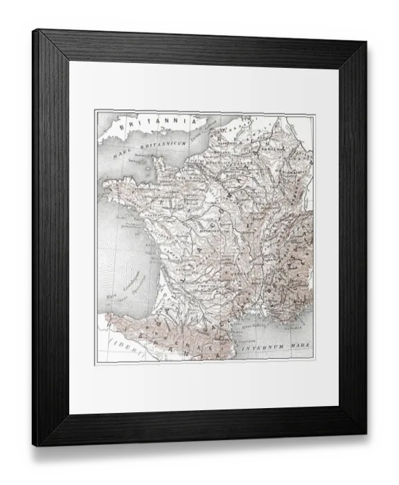 Framed Print : Antique French map of Antique France (Gaule) Framed Print : Antique French map of Antique France (Gaule)