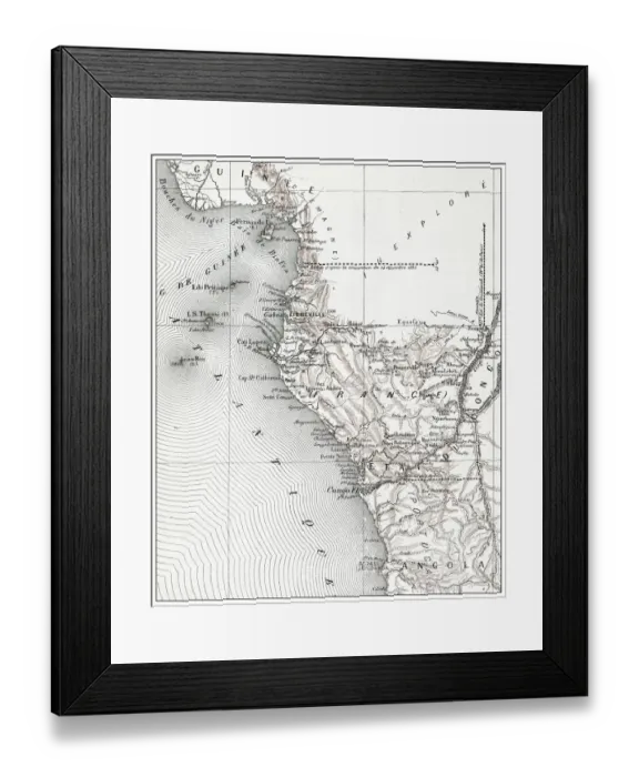 Framed Print : Antique French map of Gabon and French Congo Framed Print : Antique French map of Gabon and French Congo