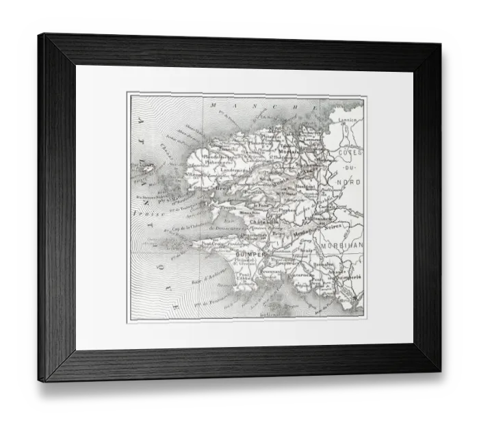 Framed Print : Antique French map of FinistA┼íre (dA©partement) Framed Print : Antique French map of FinistA┼íre (dA©partement)