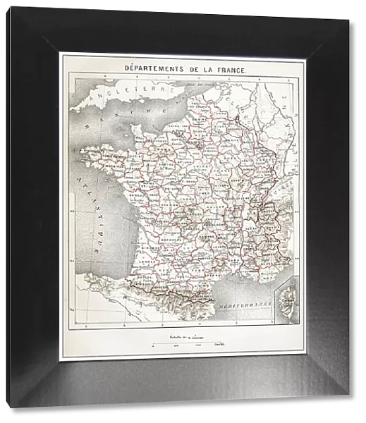 Antique French map of Departments of France