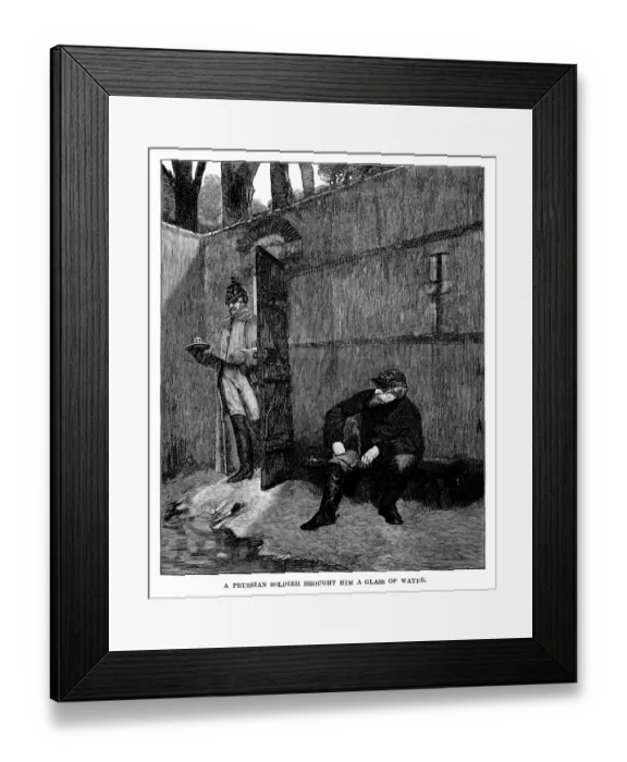 Framed Print : Prussian soldier brought him a glass of water Framed Print : Prussian soldier brought him a glass of water