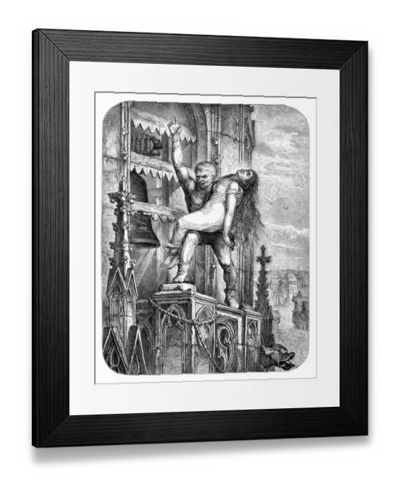 Framed Print : Quasimodo the Hunchback of Notre-Dame with Esmeralda Framed Print : Quasimodo the Hunchback of Notre-Dame with Esmeralda