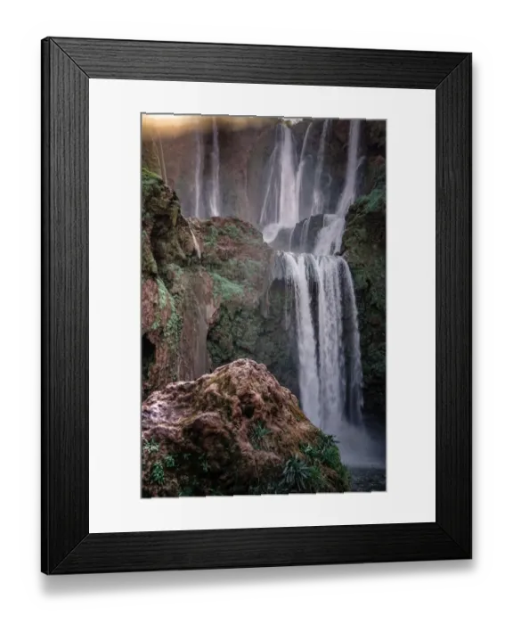 Framed Print : Nature panorama with Ouzoud waterfall in the mountains, Morocco, Africa Framed Print : Nature panorama with Ouzoud waterfall in the mountains, Morocco, Africa