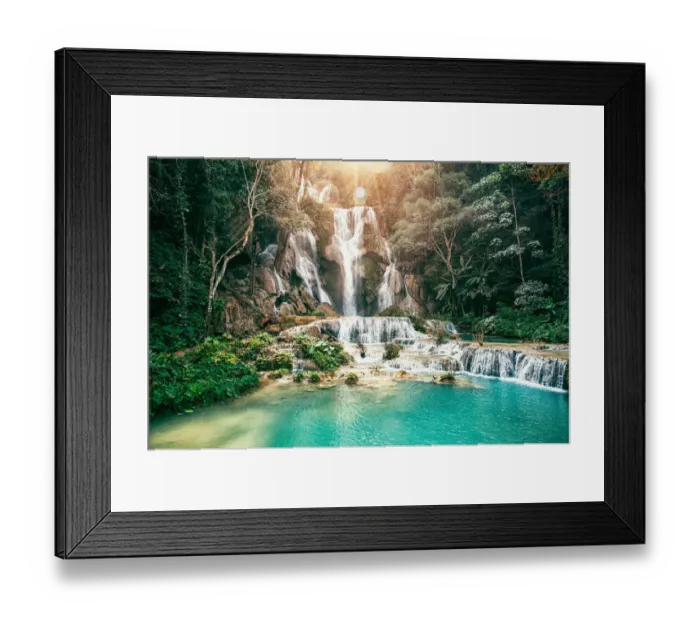 Framed Print : Kuang Si Waterfall located near Luang Prabang