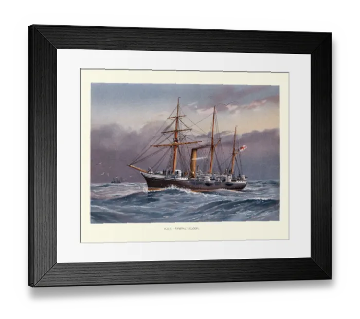Framed Print : HMS Nymphe, Victorian era Royal Navy warship 19th Century, composite screw sloop