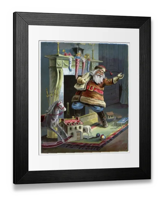 Framed Print : Father Christmas going up the Chimney Framed Print : Father Christmas going up the Chimney