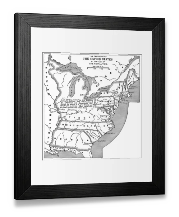 Framed Print : Old map of Territory of United States at the close of the Revolution Framed Print : Old map of Territory of United States at the close of the Revolution