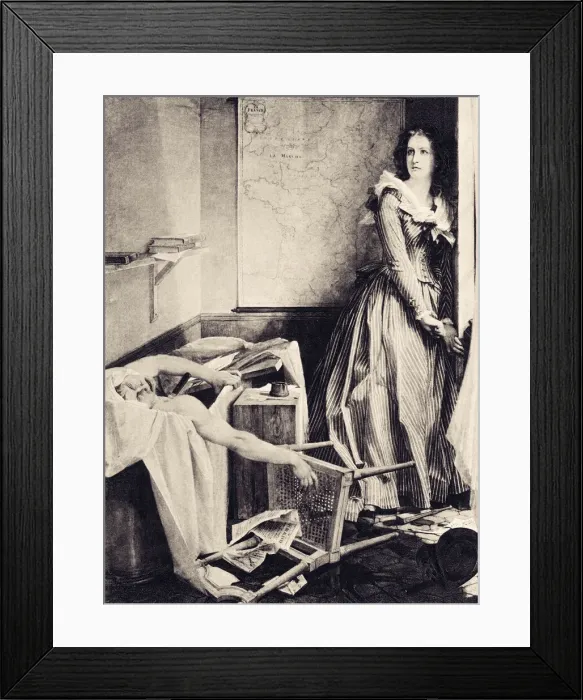 Framed Print : CHARLOTTE CORDAY ASSASSINATES FRENCH REVOLUTIONARY JEAN-PAUL MARAT Framed Print : CHARLOTTE CORDAY ASSASSINATES FRENCH REVOLUTIONARY JEAN-PAUL MARAT