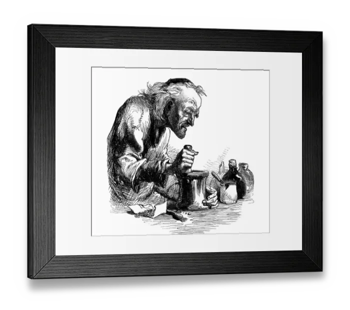Framed Print : Apothecary making poison