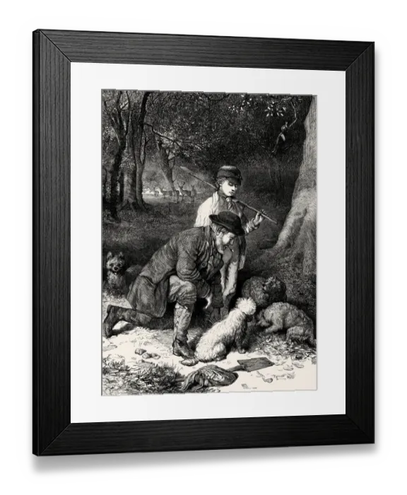 Framed Print : TRUFFLE HUNTING 1869 Framed Print : TRUFFLE HUNTING 1869