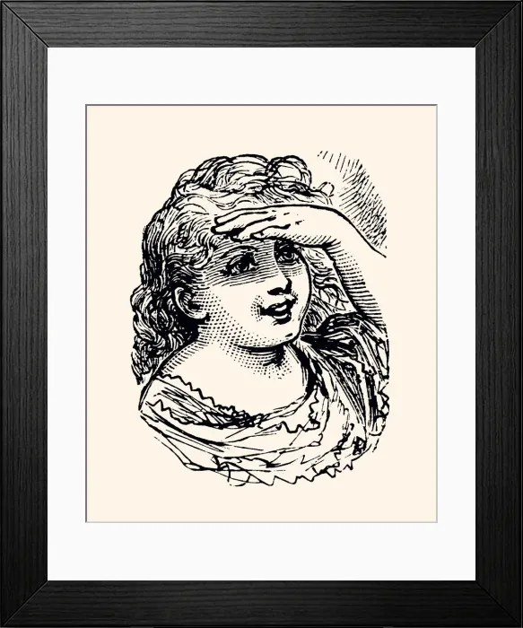 Framed Print : USING HER HAND AS A SUN VISOR -XXXL with lots of details