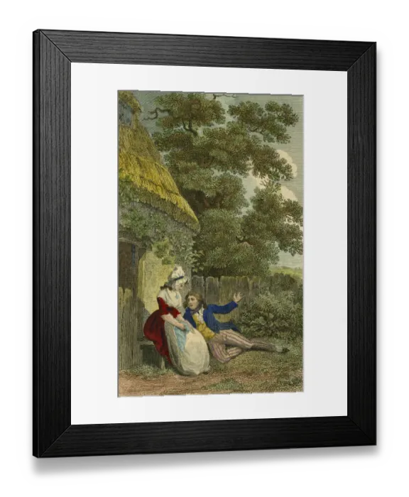 Framed Print : Young 18 th century couple flirting Framed Print : Young 18 th century couple flirting