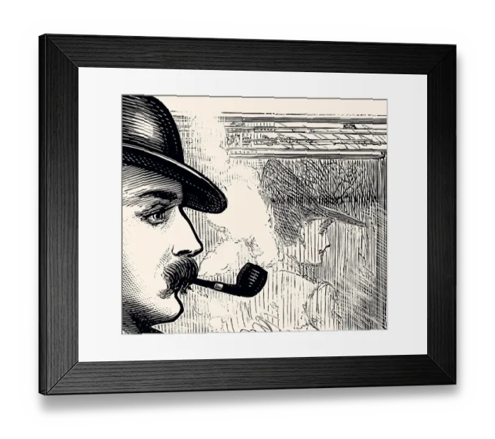Framed Print : PIPE SMOKER IN 1889 (XXXL) Framed Print : PIPE SMOKER IN 1889 (XXXL)