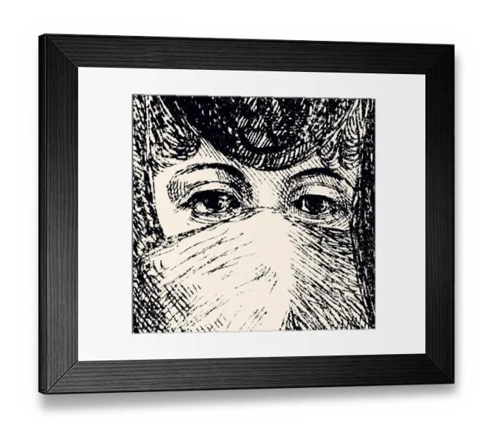 Framed Print : WOMAN WITH PROTECTIVE MASK IN 1871 (XXXL) Framed Print : WOMAN WITH PROTECTIVE MASK IN 1871 (XXXL)