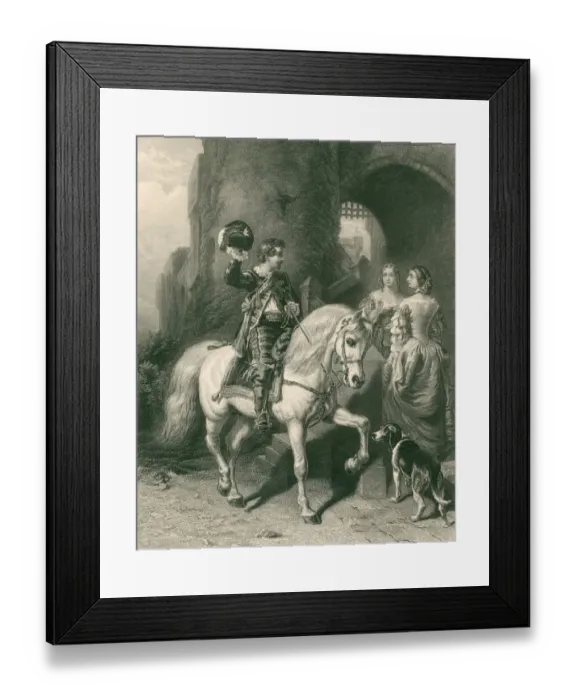 Framed Print : Cavalier. The cavalier engraved by J.C Armytage in 1865 Framed Print : Cavalier. The cavalier engraved by J.C Armytage in 1865
