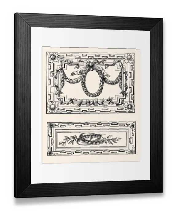 Framed Print : FRENCH ORNAMENT FOR MARQUETRY : LOUIS XVI STYLE, DESIGN ELEMENT -XXXL with lots of Framed Print : FRENCH ORNAMENT FOR MARQUETRY : LOUIS XVI STYLE, DESIGN ELEMENT -XXXL with lots of