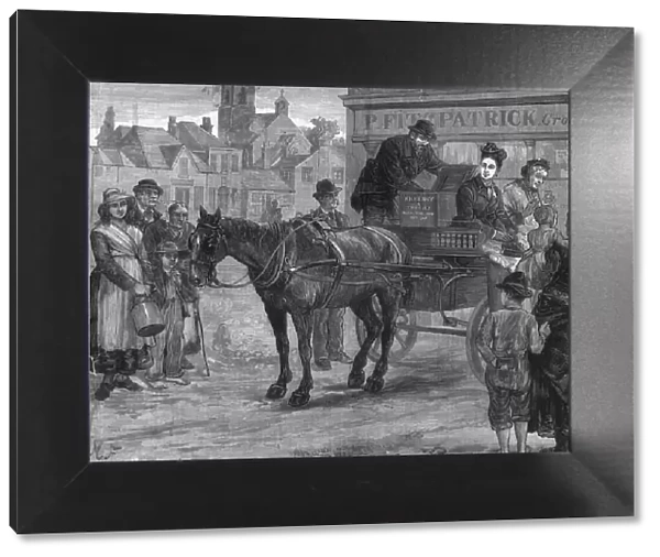 Mail Cart. 29th November 1817: Mail arriving in an Irish village by horse