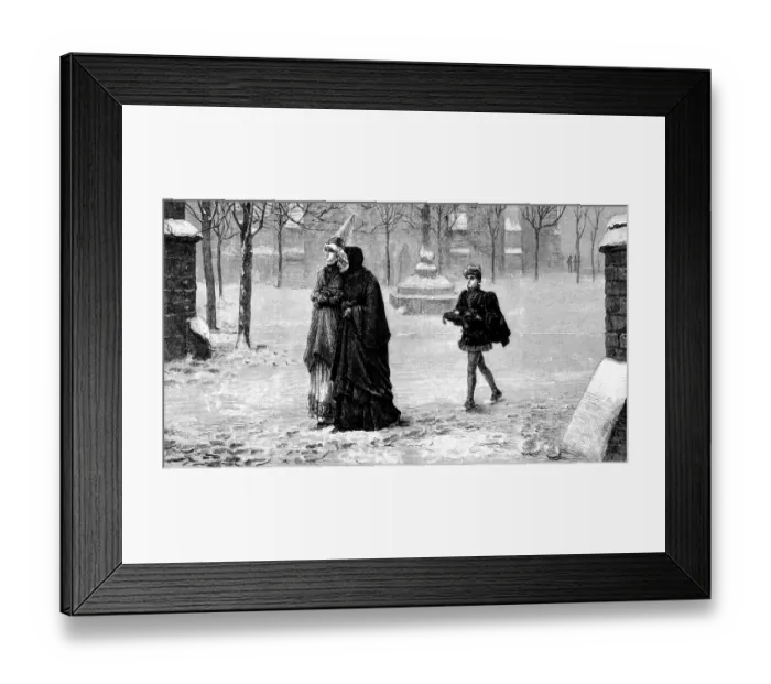 Framed Print : Christmas Morning in a churchyard - The Illustrated London News Framed Print : Christmas Morning in a churchyard - The Illustrated London News