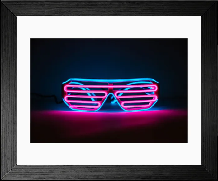 Framed Print : Glowing neon glasses Framed Print : Glowing neon glasses
