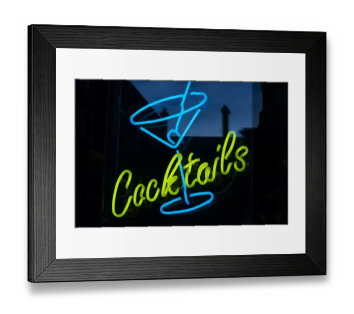 Framed Print : Neon Cocktail sign Framed Print : Neon Cocktail sign