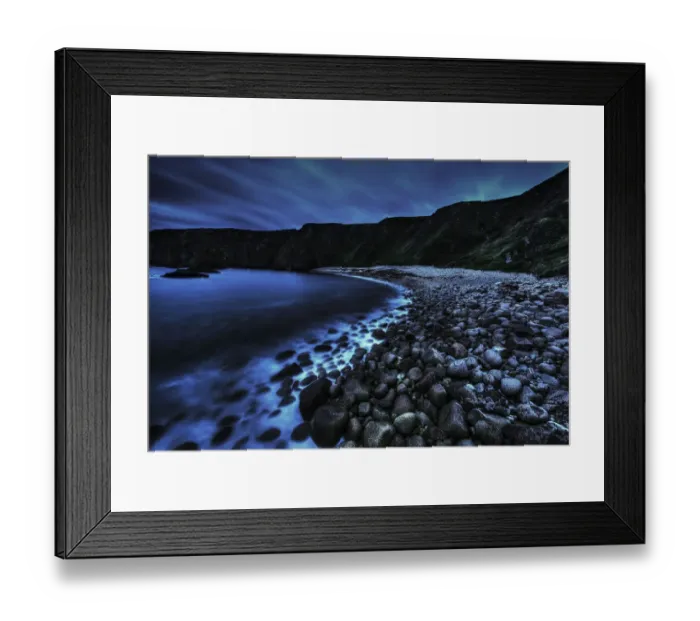Framed Print : Misty Pebbles Cove