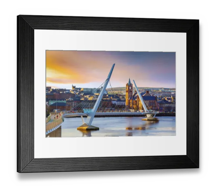 Framed Print : PeaceBridge and Guildhall, Derry, Northern Ireland Framed Print : PeaceBridge and Guildhall, Derry, Northern Ireland