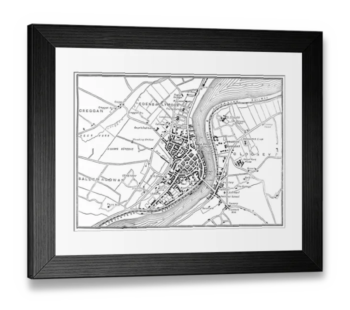 Framed Print : Antique Map of Londonderry, Northern Ireland - 19th Century Framed Print : Antique Map of Londonderry, Northern Ireland - 19th Century