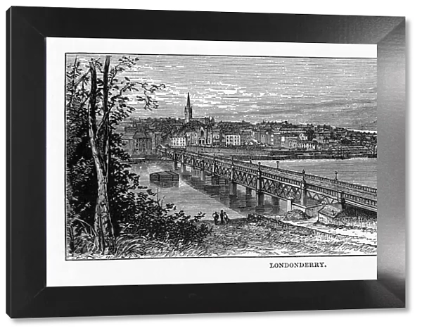 Londonderry, Derry, Donegal, Northern Ireland, Victorian Engraving, 1840