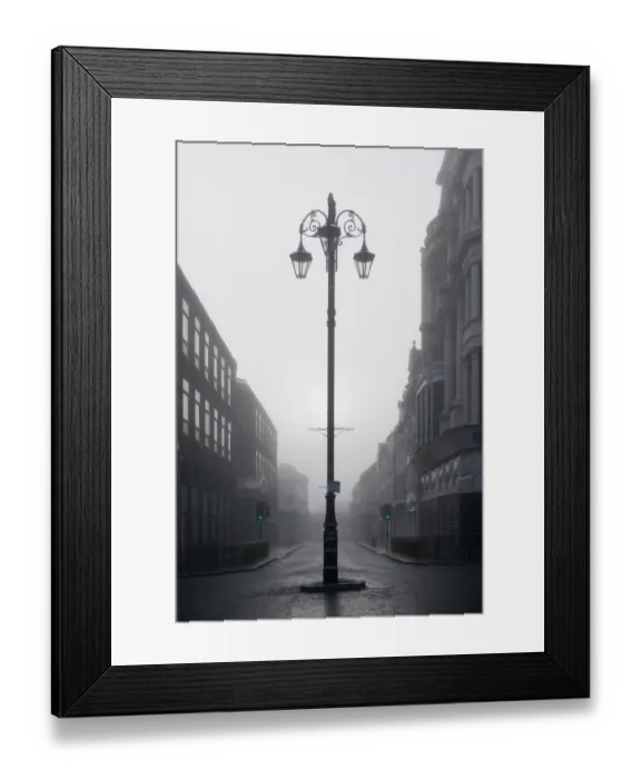 Framed Print : A street lamp and the Ferryquay Gate in the fog Framed Print : A street lamp and the Ferryquay Gate in the fog