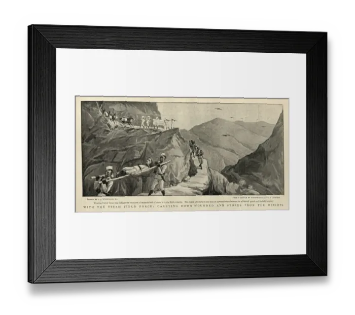 Framed Print : Gurkhas carrying wounded soldiers of the Tirah Field Force during the Tirah campaign 19th Framed Print : Gurkhas carrying wounded soldiers of the Tirah Field Force during the Tirah campaign 19th