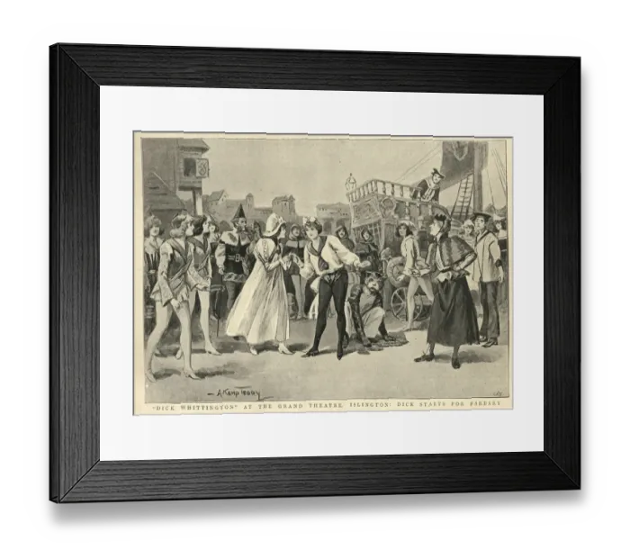 Framed Print : Scene from the Pantomime, Dick Whittington, at the Grand Theatre Islington, 1898