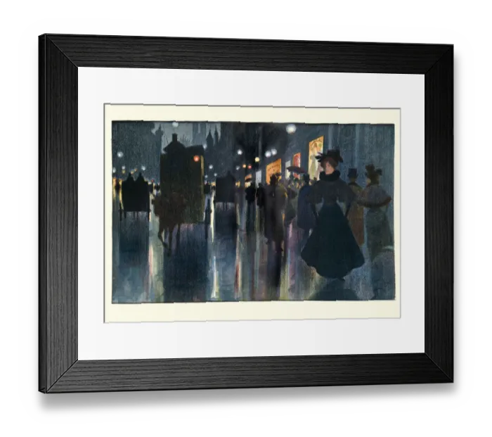 Framed Print : Munich Street at Night by Karl Vetter, Art Nouveau, 19th Century Framed Print : Munich Street at Night by Karl Vetter, Art Nouveau, 19th Century