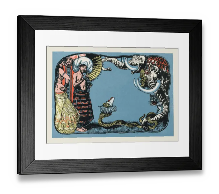 Framed Print : Group of circus performer with animals art nouveau 1897 Framed Print : Group of circus performer with animals art nouveau 1897