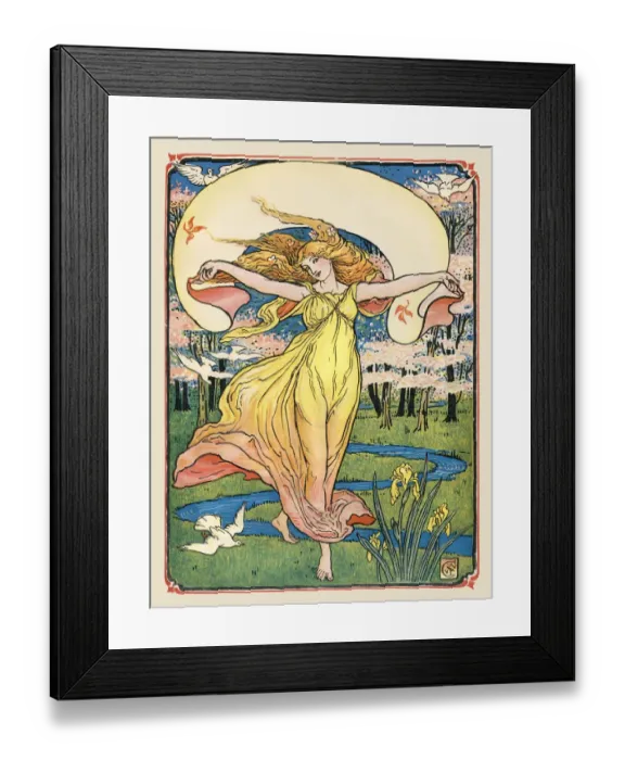Framed Print : Woman dancing in nature art nouveau 1897 Framed Print : Woman dancing in nature art nouveau 1897