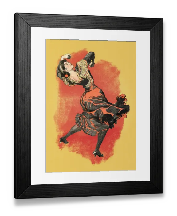 Framed Print : Beautiful spanish woman dancing flamenco en Sevilla art nouveau 1897 Framed Print : Beautiful spanish woman dancing flamenco en Sevilla art nouveau 1897