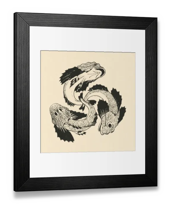 Framed Print : Three fish swimming in circle art nouveau 1896 Framed Print : Three fish swimming in circle art nouveau 1896