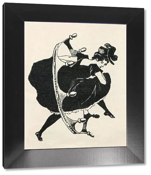 Woman with skirt dancing Cancan Art Nouveau Illustration 1897