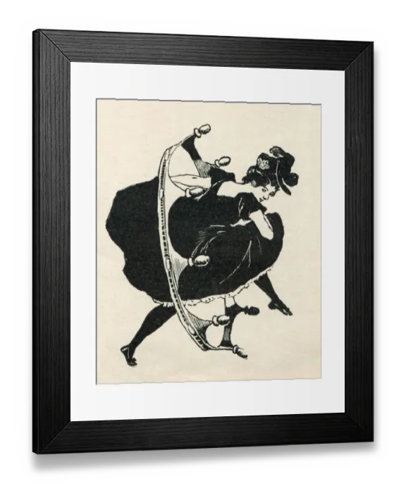 Framed Print : Woman with skirt dancing Cancan Art Nouveau Illustration 1897 Framed Print : Woman with skirt dancing Cancan Art Nouveau Illustration 1897