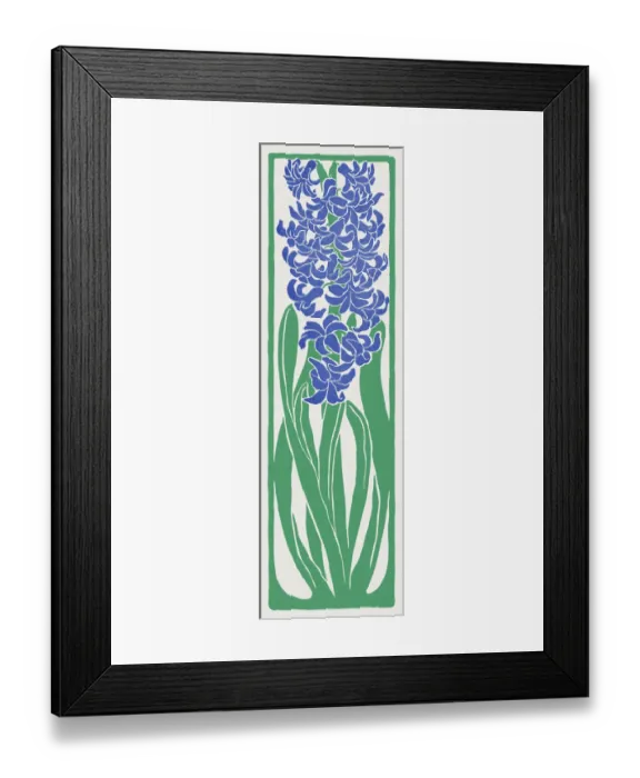 Framed Print : Floral ornament with flower head of hyacinth decorative art nouveau 1897 Framed Print : Floral ornament with flower head of hyacinth decorative art nouveau 1897
