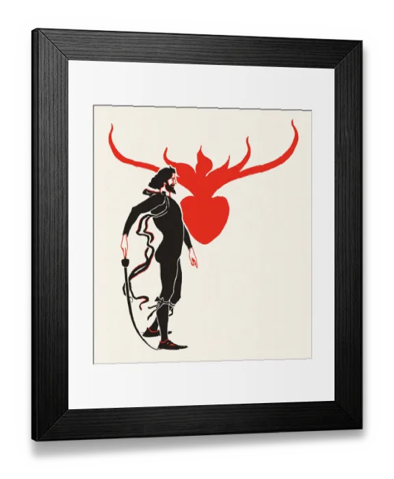 Framed Print : Romantic knight fighting for love drawing art nouveau 1897 Framed Print : Romantic knight fighting for love drawing art nouveau 1897